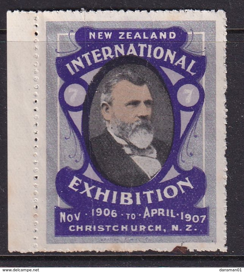 New Zealand 1906-07 Christchurch Exhibition Label #7 Damaged/creased - Errors, Freaks & Oddities (EFO)