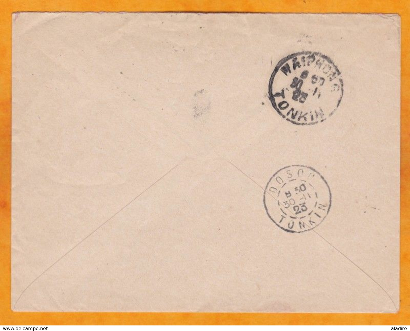 1923 - Entier Enveloppe 4 C Femme Annamite De Hanoi Vers Doson, Via Haiphong - Cad Transit & Arrivée - Lettres & Documents