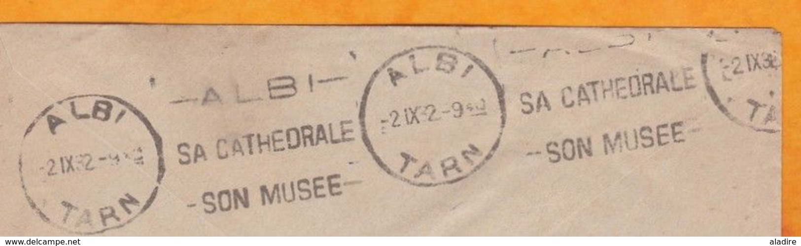 1932 - Enveloppe De Saigon Vers Albi, Tarn - Partie Le 4 Septembre - Arrivée Le 2 !!! - Flamme Cathédrale Musée - Covers & Documents