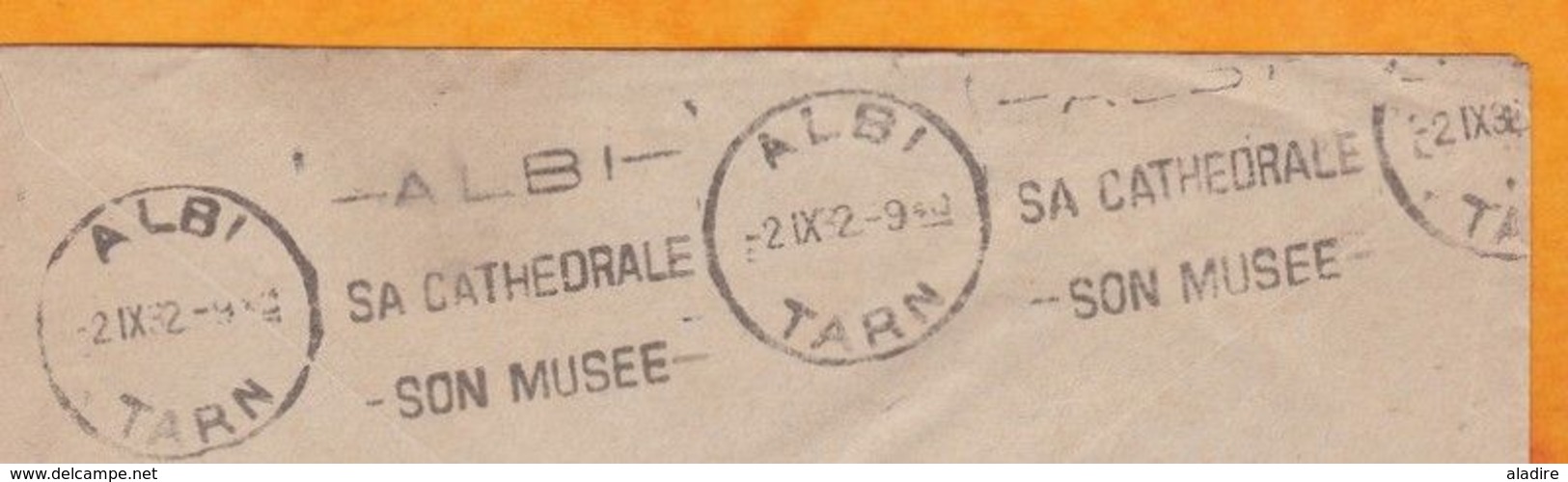 1932 - Enveloppe De Saigon Vers Albi, Tarn - Partie Le 4 Septembre - Arrivée Le 2 !!! - Flamme Cathédrale Musée - Lettres & Documents