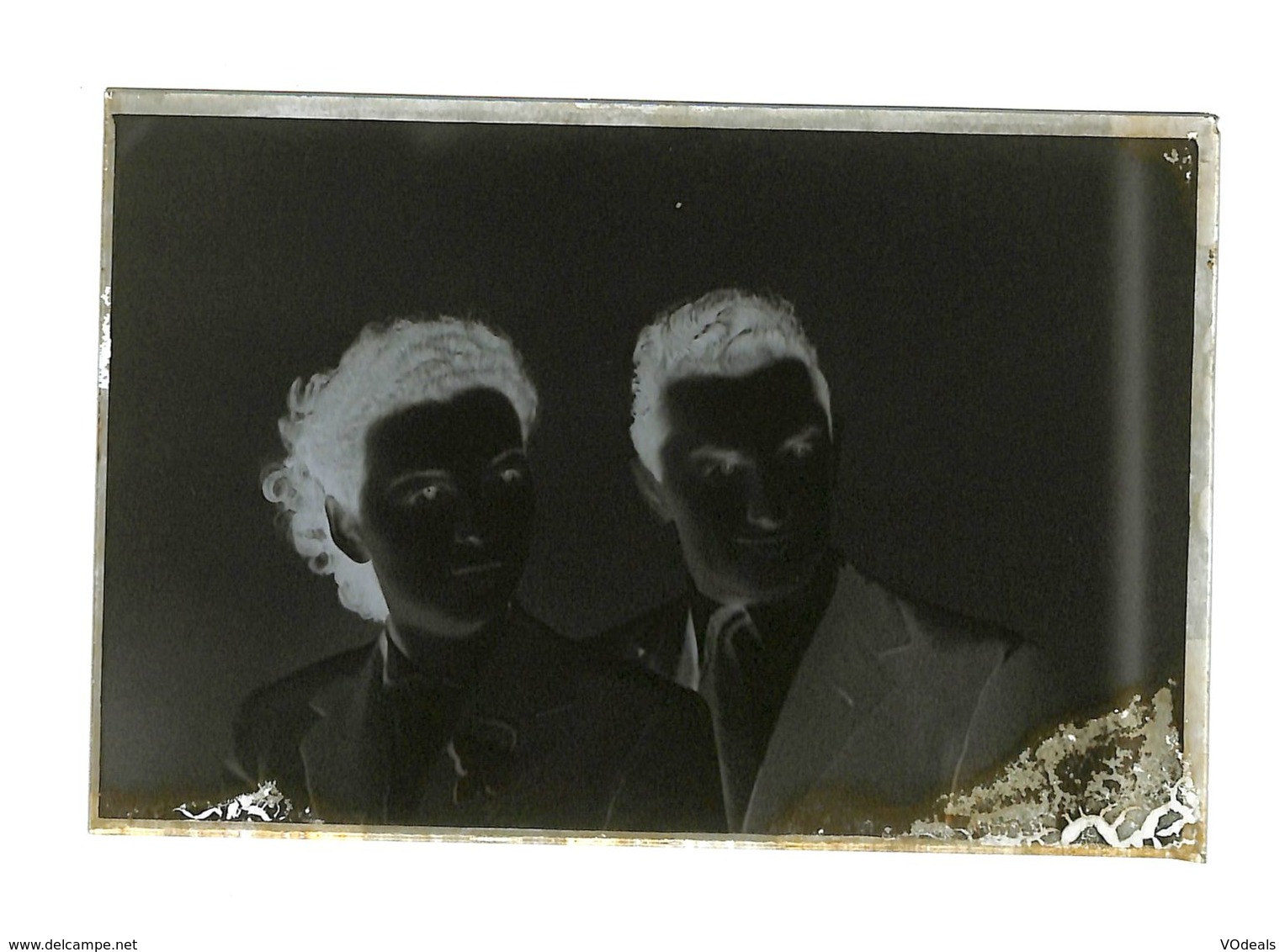 11 - Photographie - Plaque De Verre - Photo - Négatif - Portrait Couple - Dim 9.50 X 14.50 Cm - Glass Slides