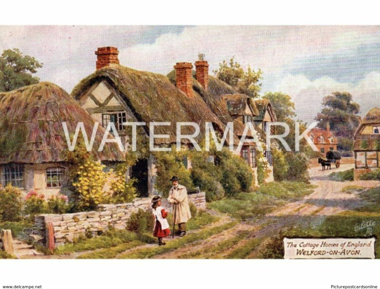 THE COTTAGE HOMES OF ENGLAND WELFORD ON AVON OLD COLOUR POSTCARD ARTIST SIGNED A. R. QUINTON  TUCK OILETTE 9533 - Quinton, AR