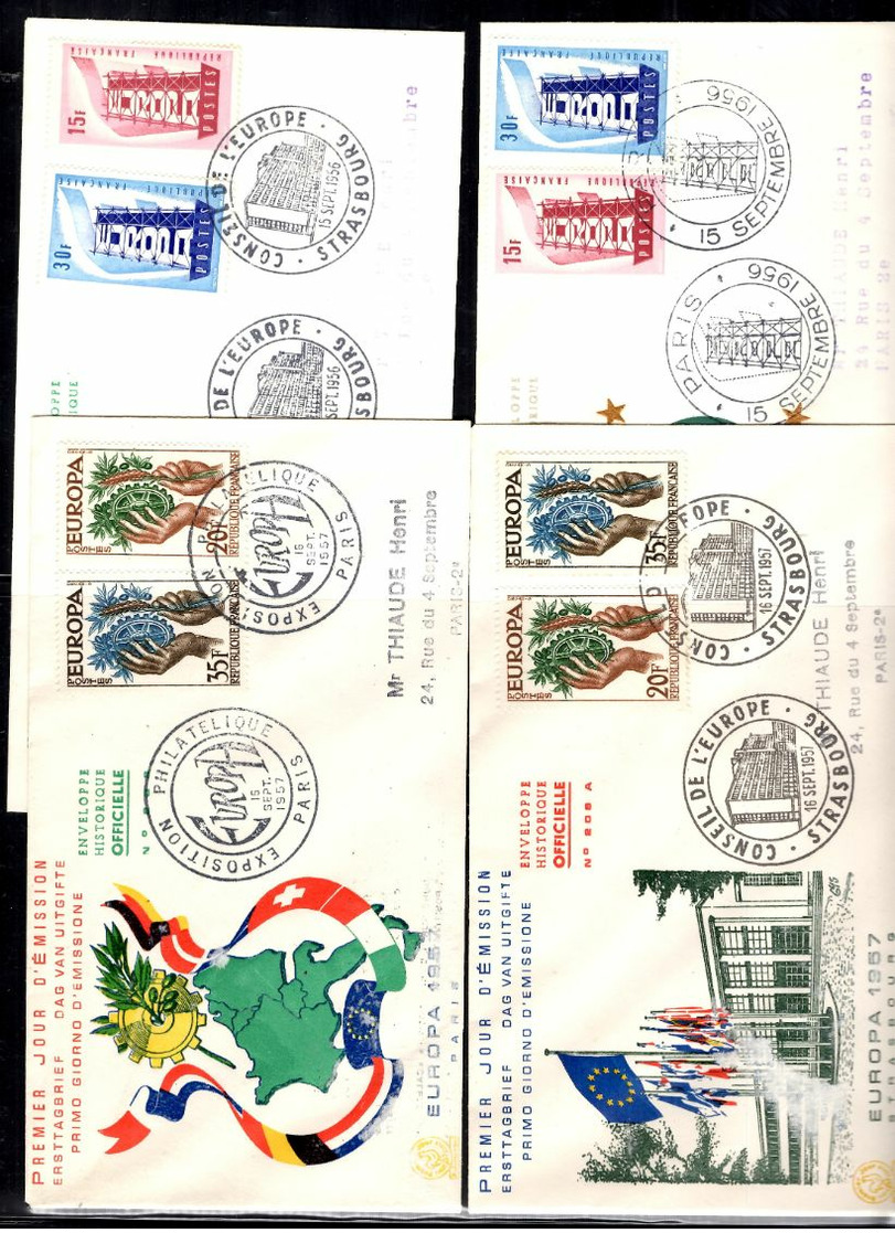 France Europa 1956 Et 1957 Oblitérés Sur FDC Oblitération 1er Jour. TB. A Saisir! - 1950-1959