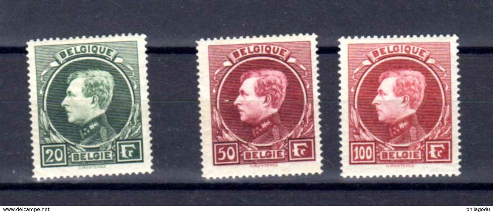 Belgique 1929, Grand Montenez, 290 A – 290 C -292 A*, Cote 260 €, - 1929-1941 Big Montenez