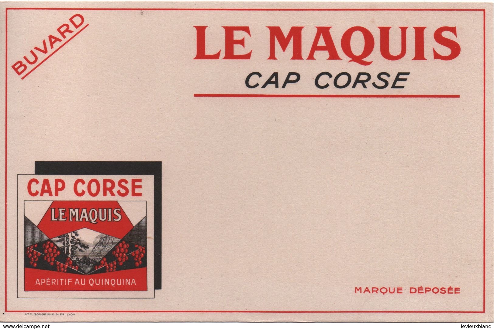 Buvard Ancien / Apéritif Au Quinquina/ LE MAQUIS / Cap Corse/ Vers 1950-1960                     BUV450 - Liquore & Birra