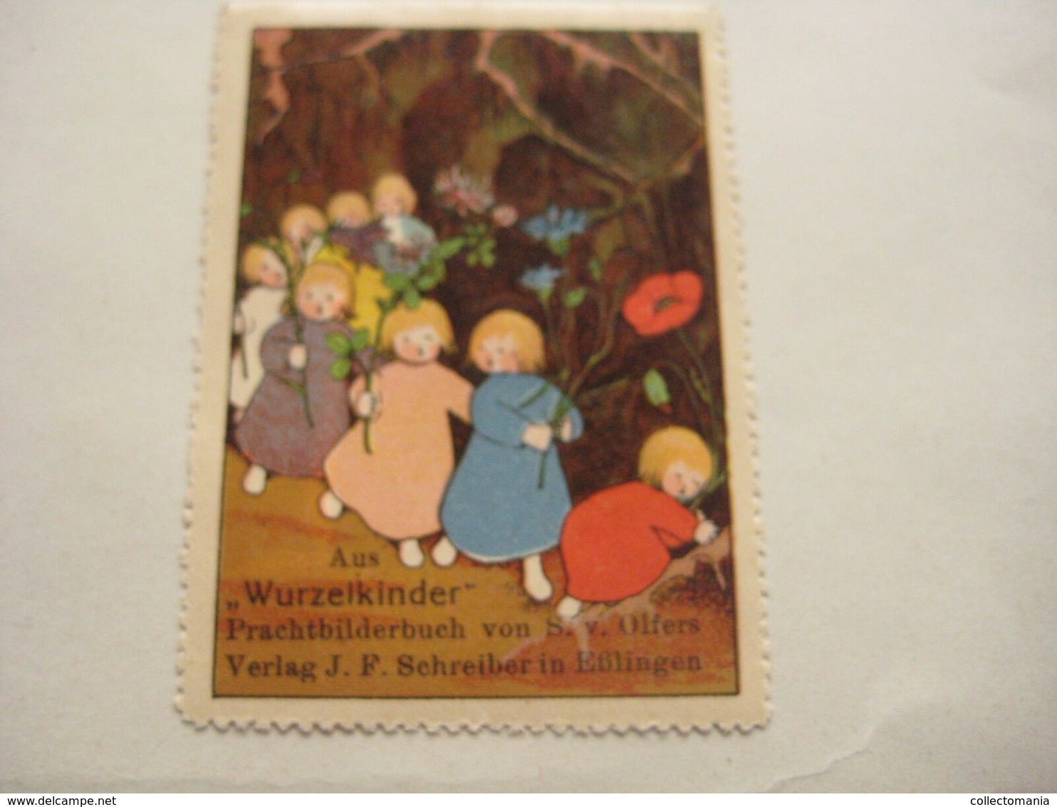 6 POSTER STAMPS Anno1913  Cinderella Advertising Vignettes Art OLFERS BILDERBUCHEN Schreiber In Eslingen ART Books - Libri Di Immagini