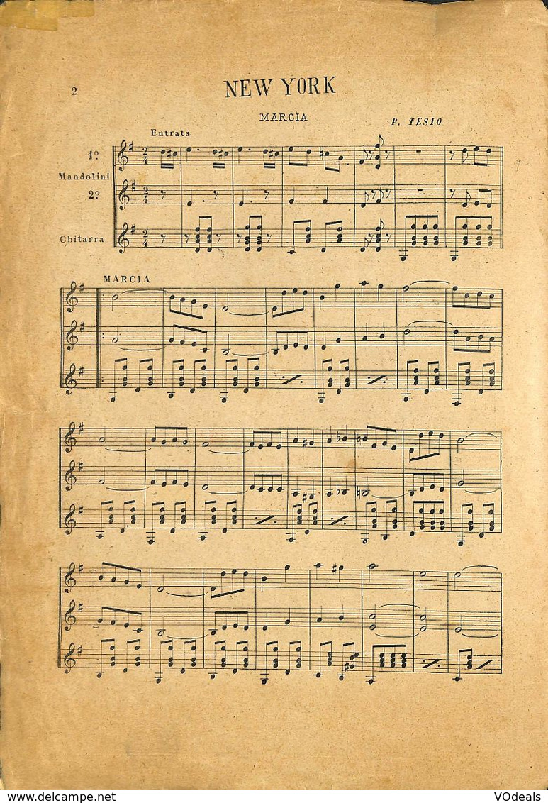 ANCIENNES PARTITIONS DE MUSIQUE -  IL MANDOLINO : GIORNALE DI MUSICA QUINDICINALE - New-York - Année 192x - Musica