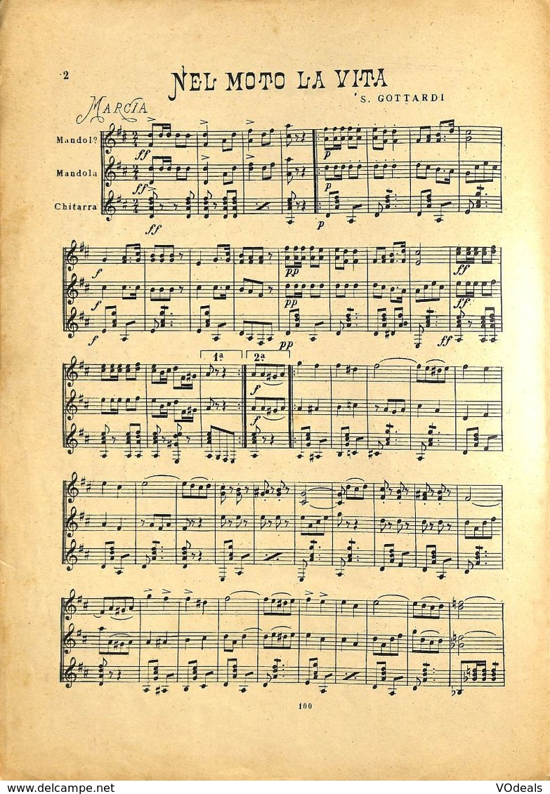 ANCIENNES PARTITIONS DE MUSIQUE -  IL MANDOLINO : GIORNALE DI MUSICA QUINDICINALE - Nel Moto La Vita - Année 192x - Musik