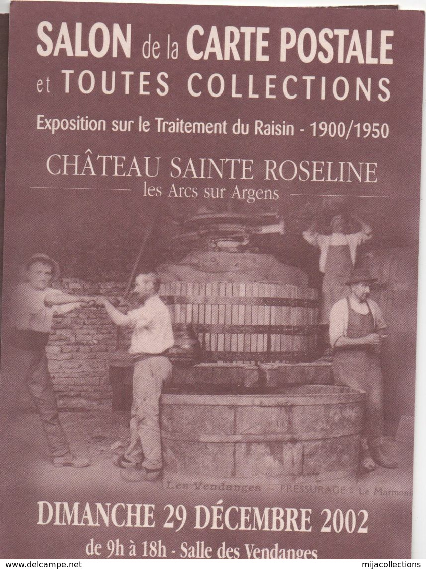 C37-salon De La Carte Postale Et Toutes Collections-2002-château SAINTE ROSELINE LES ARCS SUR ARGENS - Bourses & Salons De Collections