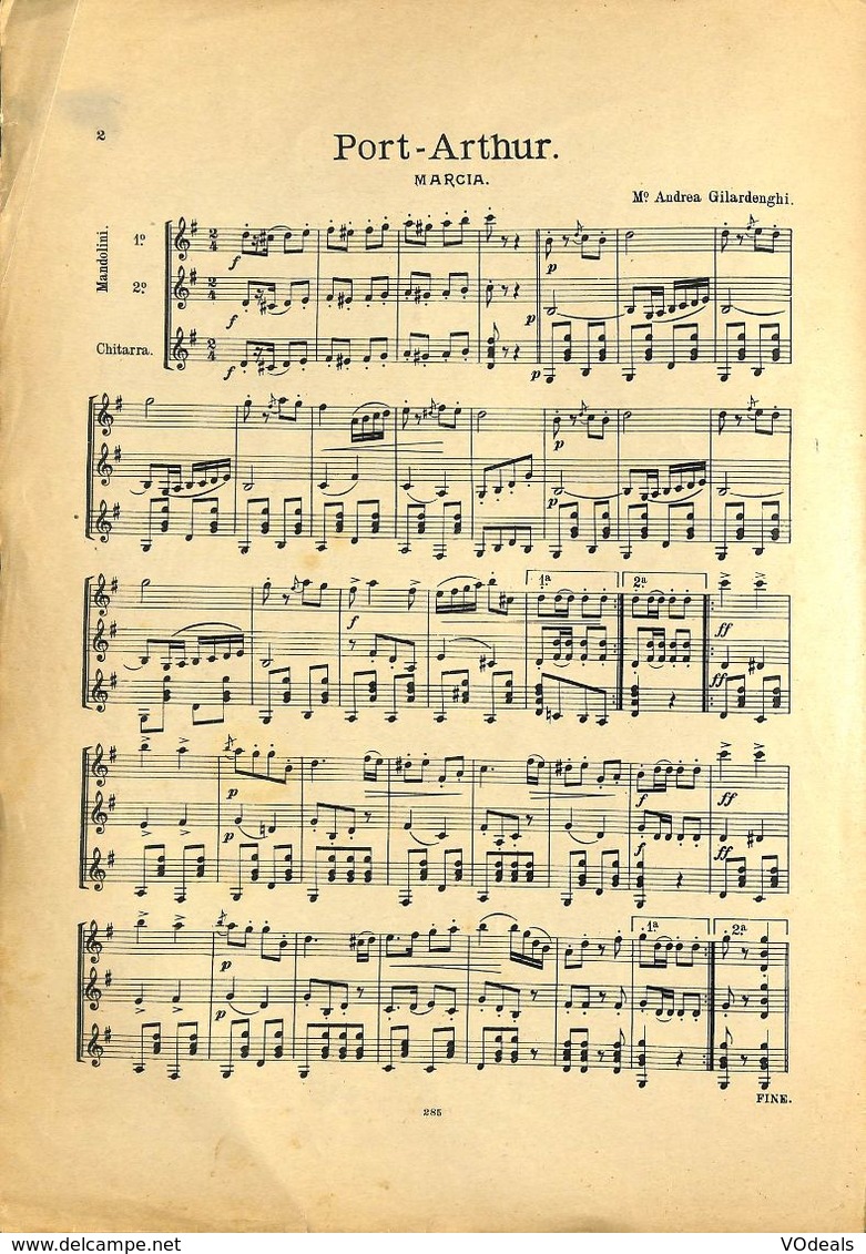 ANCIENNES PARTITIONS DE MUSIQUE -  IL MANDOLINO : GIORNALE DI MUSICA QUINDICINALE - Port-Arthur - Année 1926 - Música