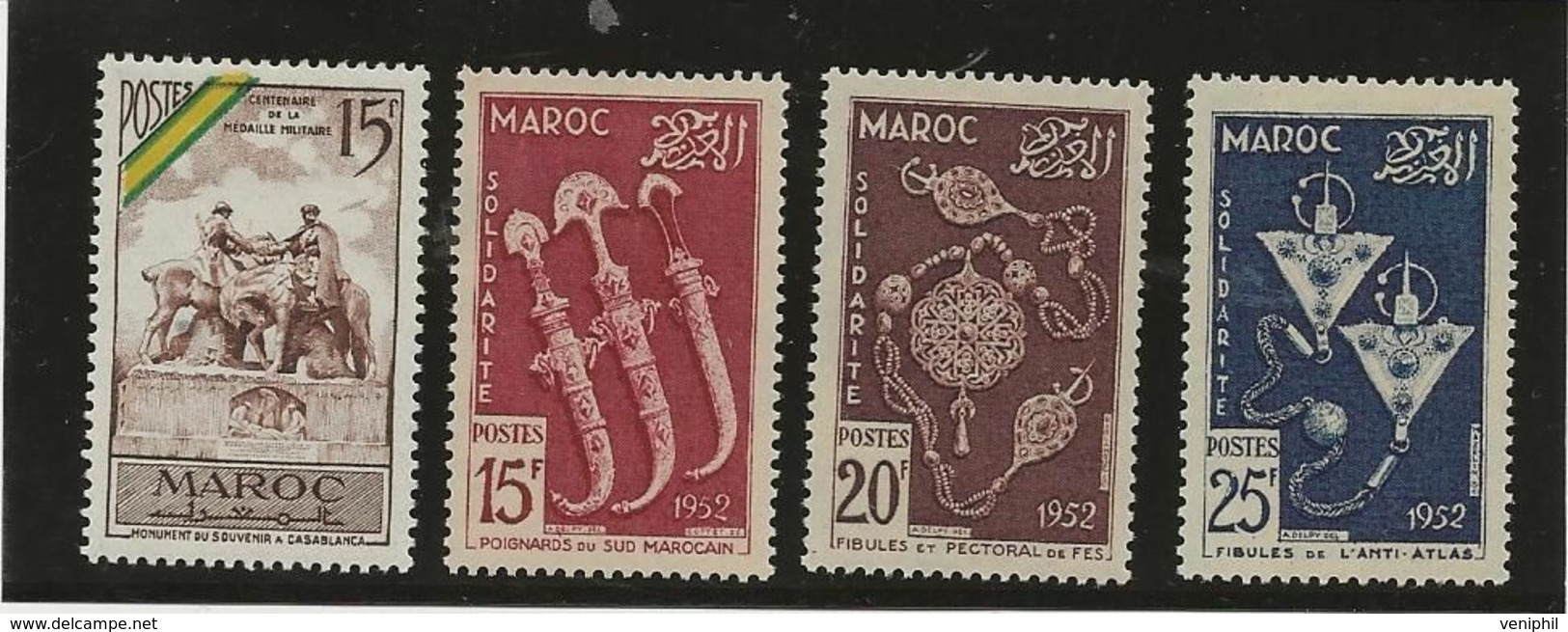 MAROC - TIMBRES N° 319 A 322 NEUF INFIME CHARNIERE -ANNEE 1952 - COTE 13 € - Unused Stamps