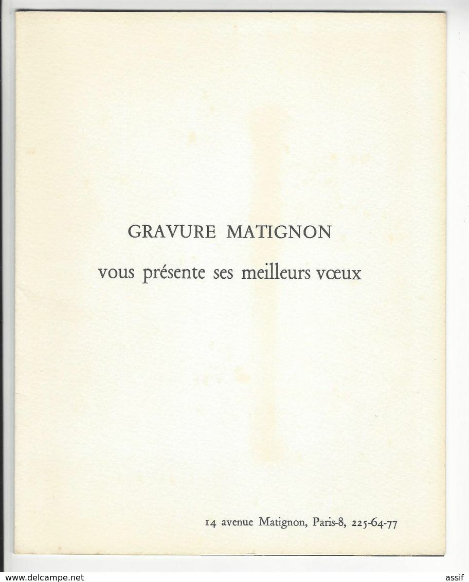 ANDRE MINAUX (1923-1986) LITHOGRAPHIE SIGNEE CARTE DE VOEUX + MATIGNON PARIS /FREE SHIPPING REGISTERED - Litografía