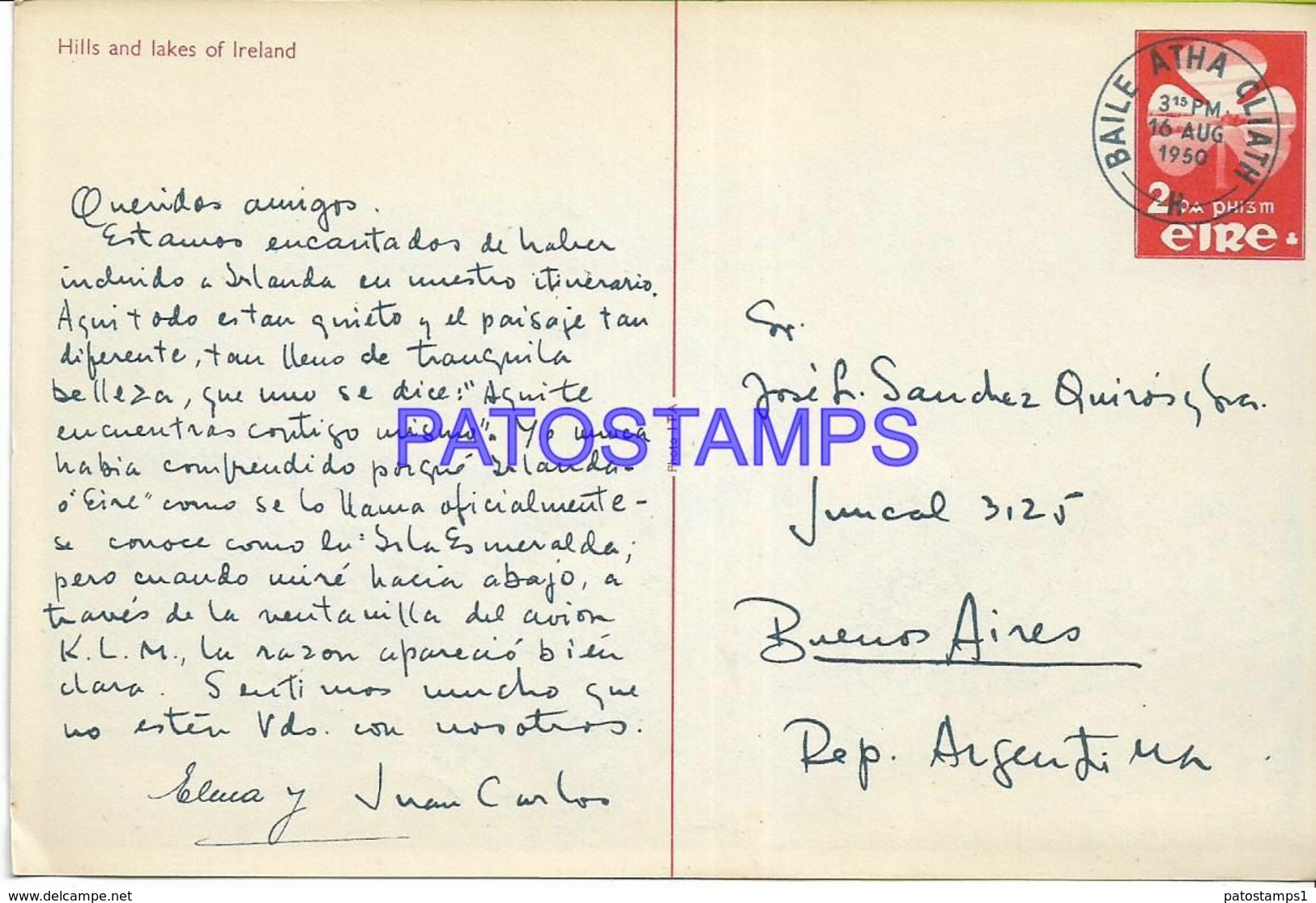 138288 IRELAND BAILE ATHA CLIATH VIEW PARTIAL CIRCULATED TO ARGENTINA POSTAL STATIONERY POSTCARD - Interi Postali