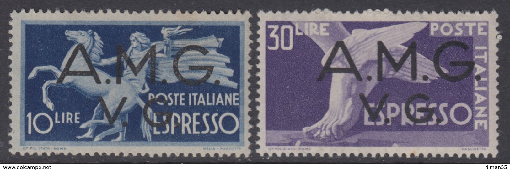 TRIESTE - AMG-VG - Espressi N.1-2  Gomma Integra  MNH** - Used