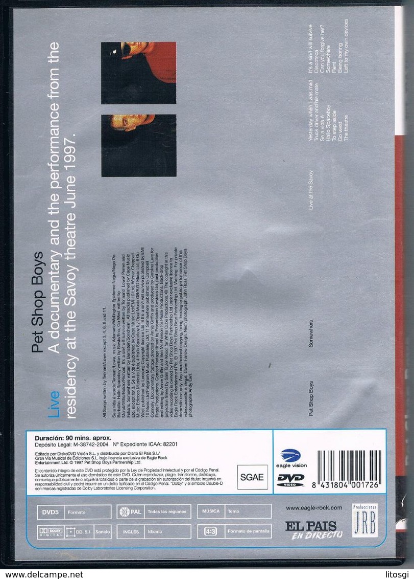 PET SHOP BOYS LIVE DVD / VER EXPLICACIÓN FOTOS!!!!! - Music On DVD