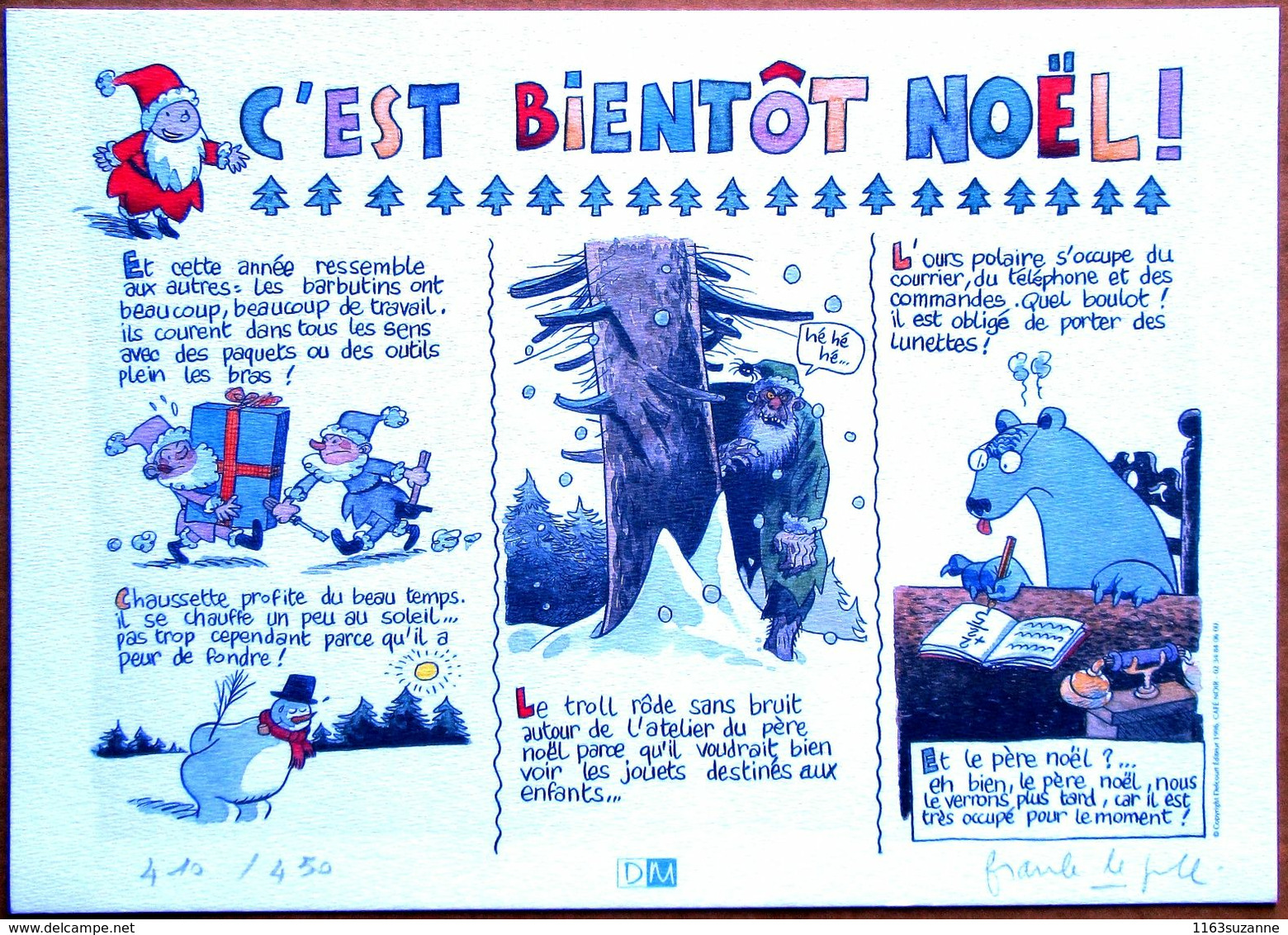 Etat Neuf > (XL) Ex-libris Numéroté Et Signé Par Frank LE GALL : Catastrophes Au Pays Du Père Noël (1996) - Illustrators J - L