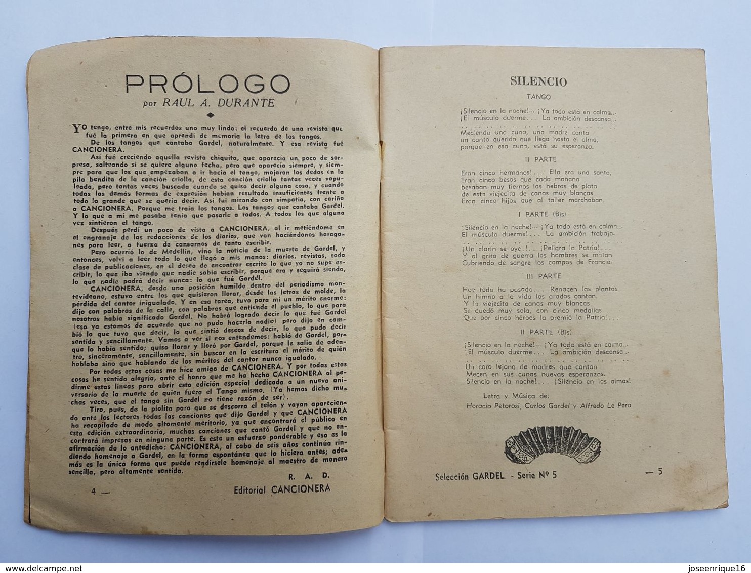 CARLOS GARDEL SELECCIÓN GARDEL EDICION CANCIONERA - REVISTA, MAGAZINE - Cultural