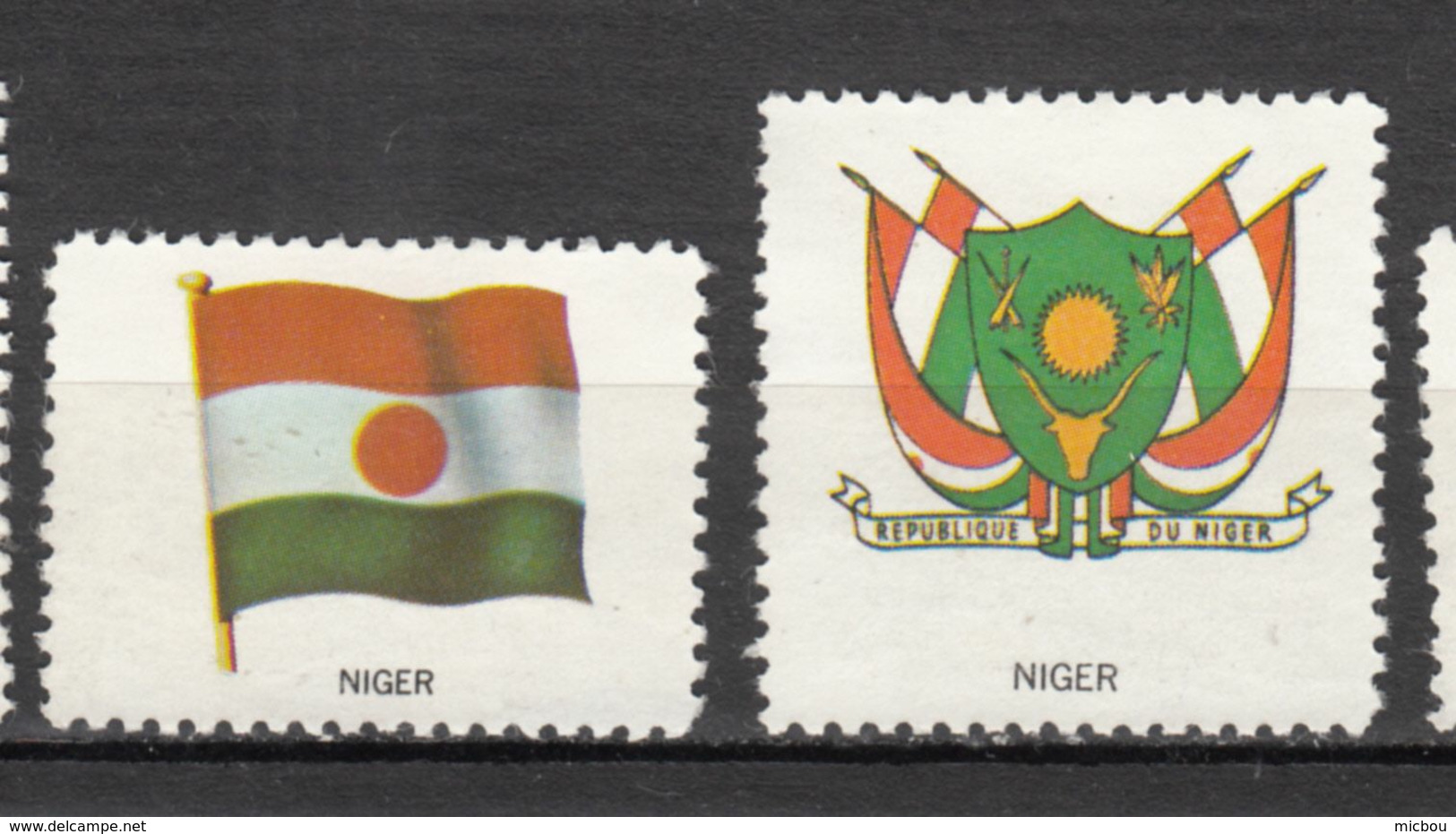##11, Niger, Vignette, Cinderella, Drapeau, Flag, Armoiries, Coat Of Arms, - Niger (1960-...)