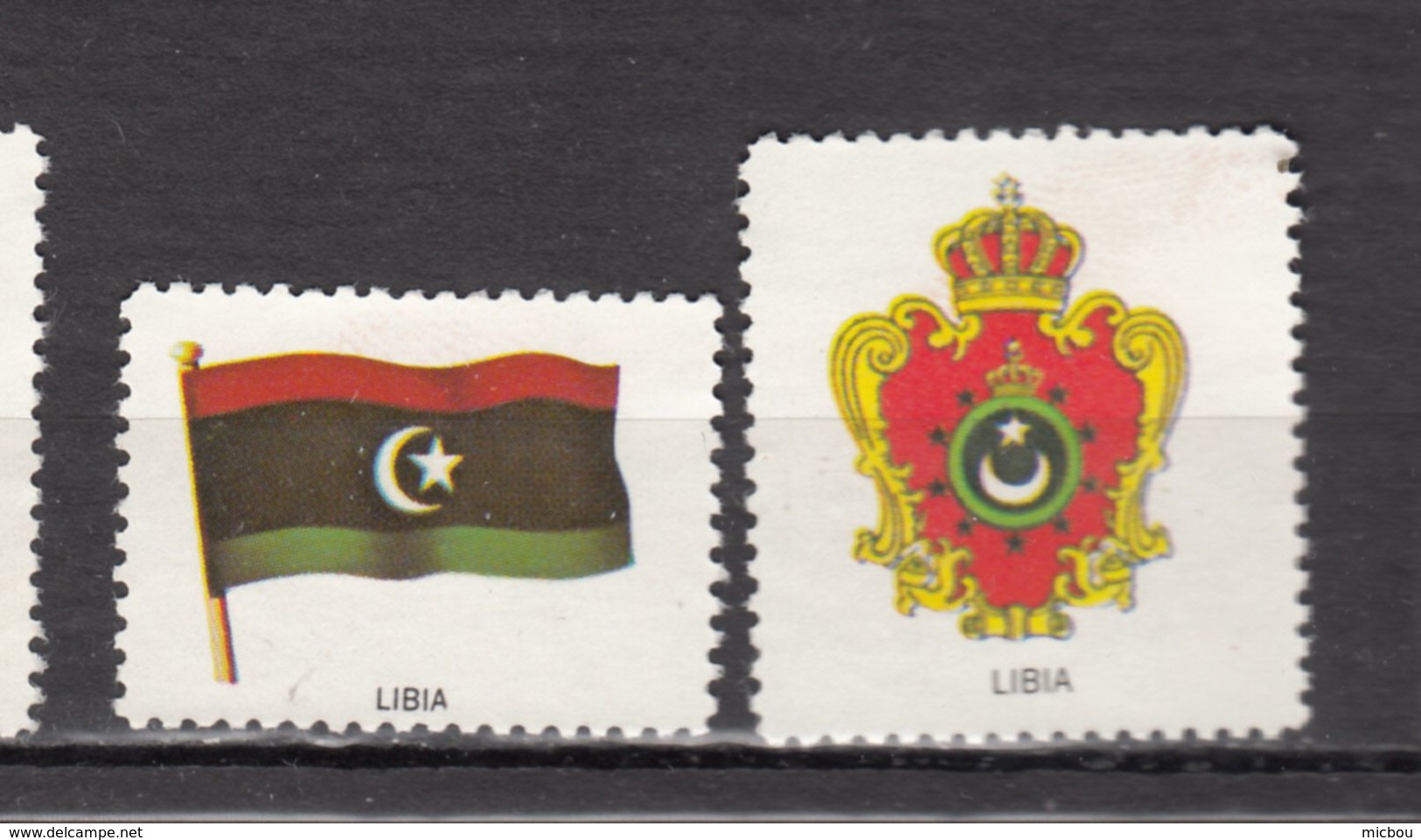 ##11, Lybie, Lybia, Vignette, Cinderella, Drapeau, Flag, Armoiries, Coat Of Arms, - Libië