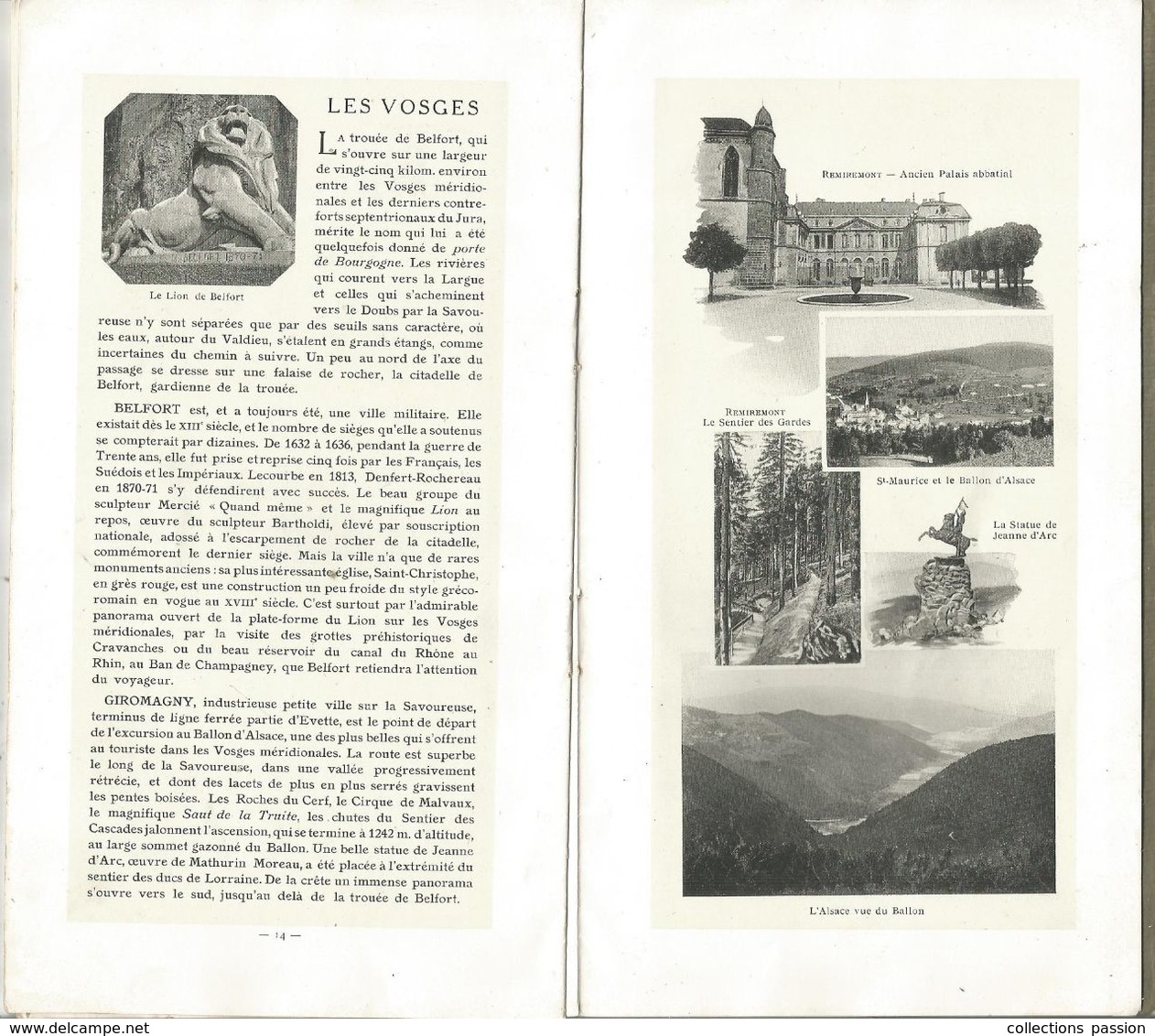 régionalisme , LA LORRAINE L'ALSACE LES VOSGES , Chemins de fer de l'Est , 20 pages ,1 carte,  8 scans, frais fr 3.15 e