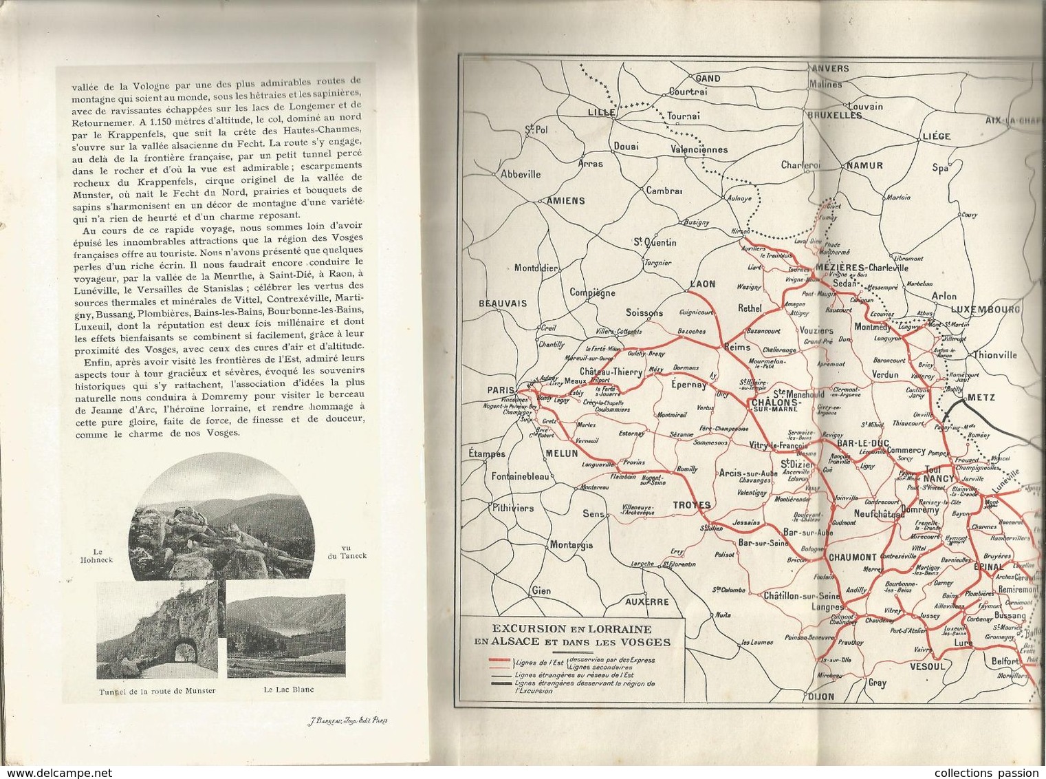 régionalisme , LA LORRAINE L'ALSACE LES VOSGES , Chemins de fer de l'Est , 20 pages ,1 carte,  8 scans, frais fr 3.15 e