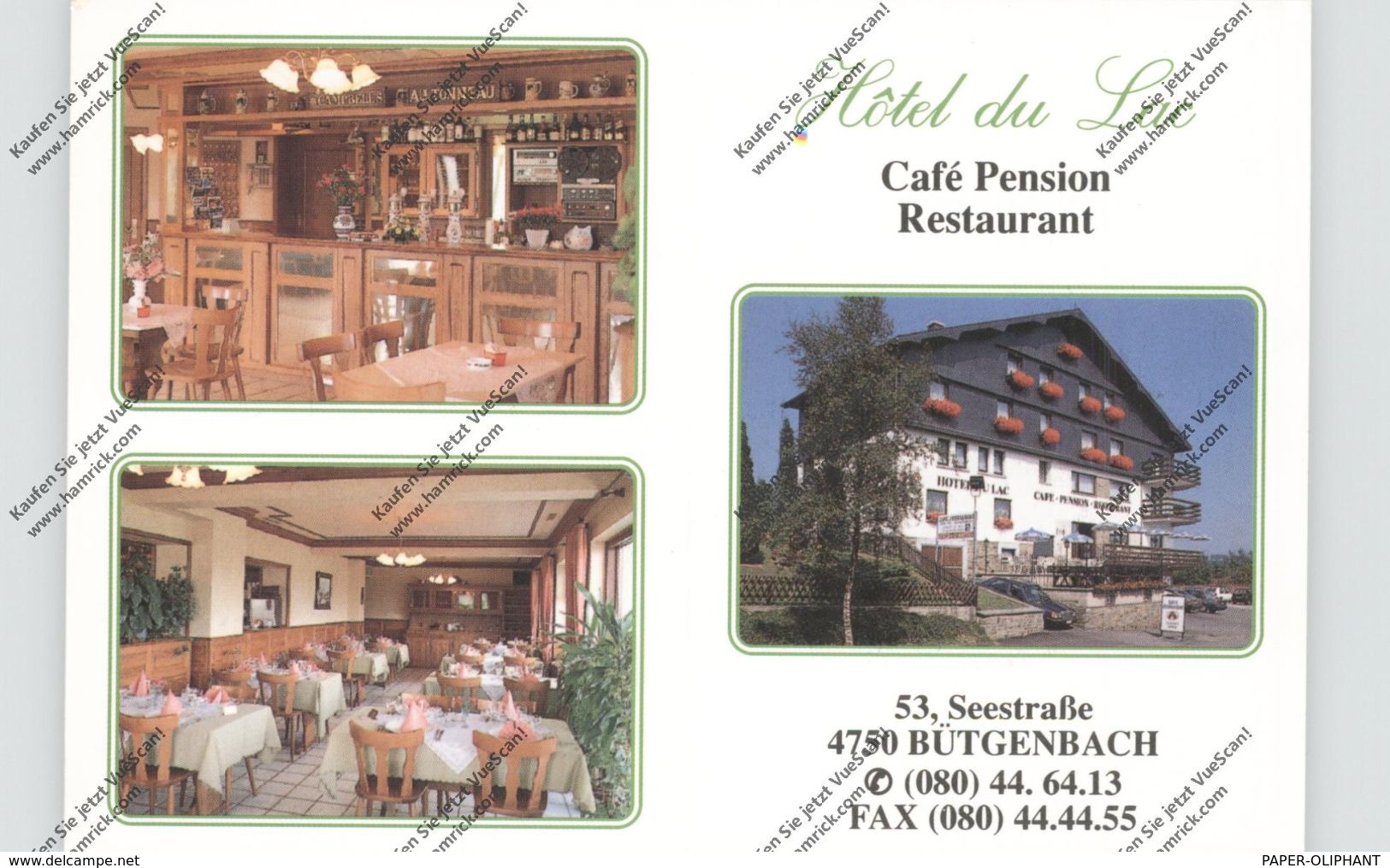 B 4750 BÜTGENBACH, Hotel Du Lac, Klapp-Karte - Butgenbach - Buetgenbach