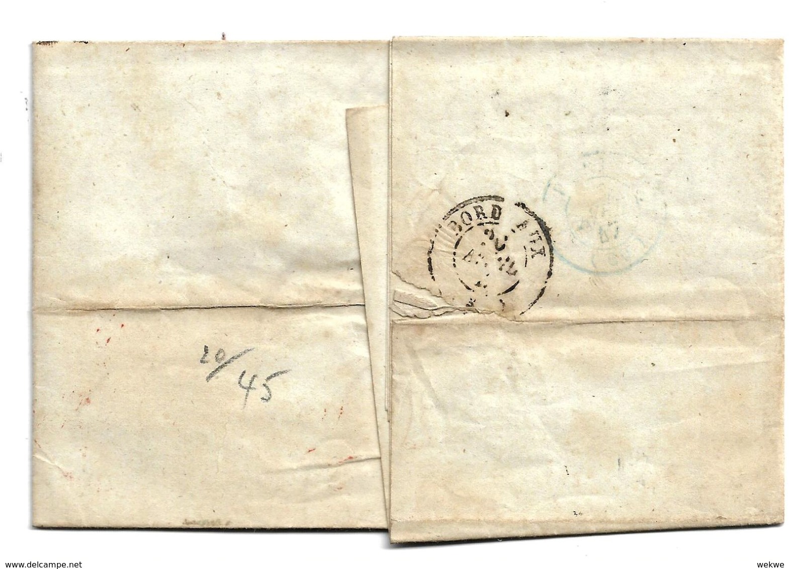 AV099 / ÖSTERREICH - Steinsdorf (Böhmen) 1847 Nach Bordeaux - ...-1850 Prephilately