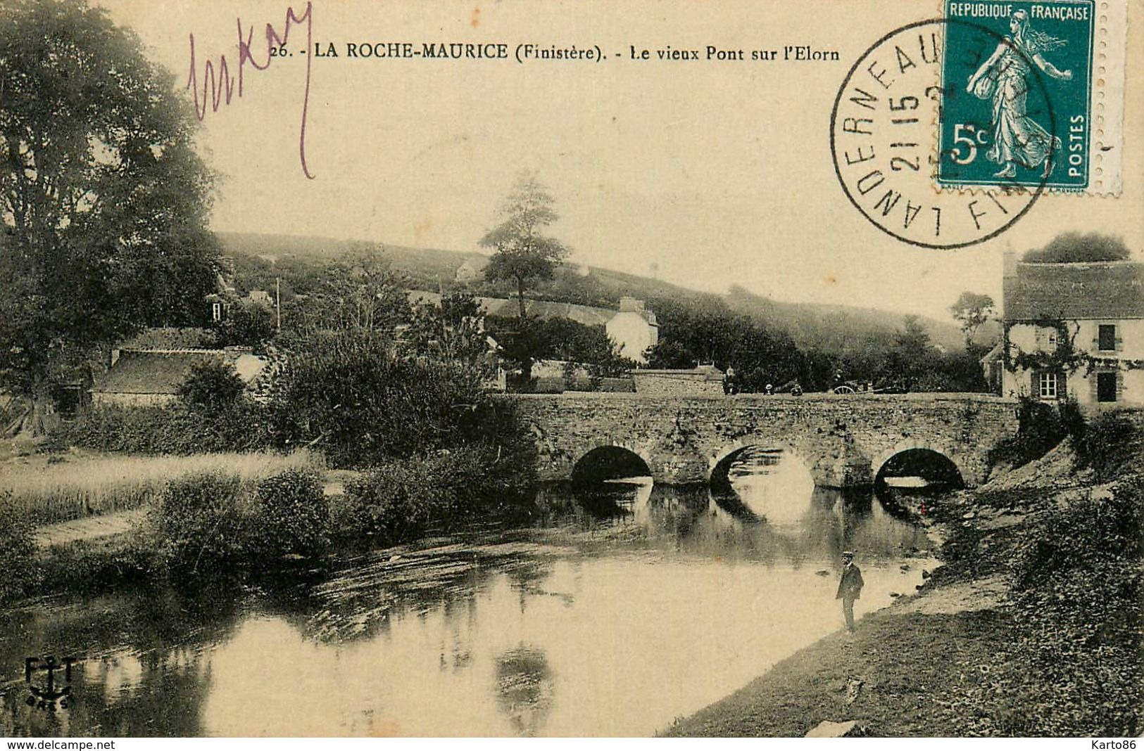La Roche Maurice * Un Coin Du Village Et Le Vieux Pont Sur L'élorn - La Roche-Maurice