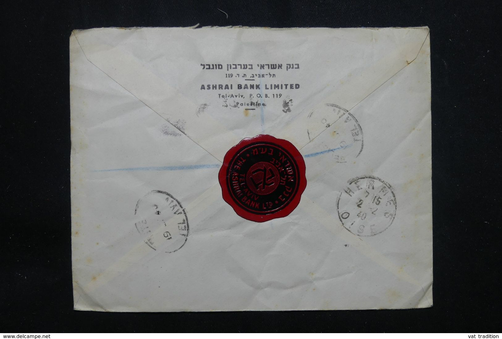 PALESTINE - Enveloppe Commerciale Tel Aviv Pour La France En 1940 Avec Cachet De Censure, Affr. Mécanique  - L 64777 - Palestina