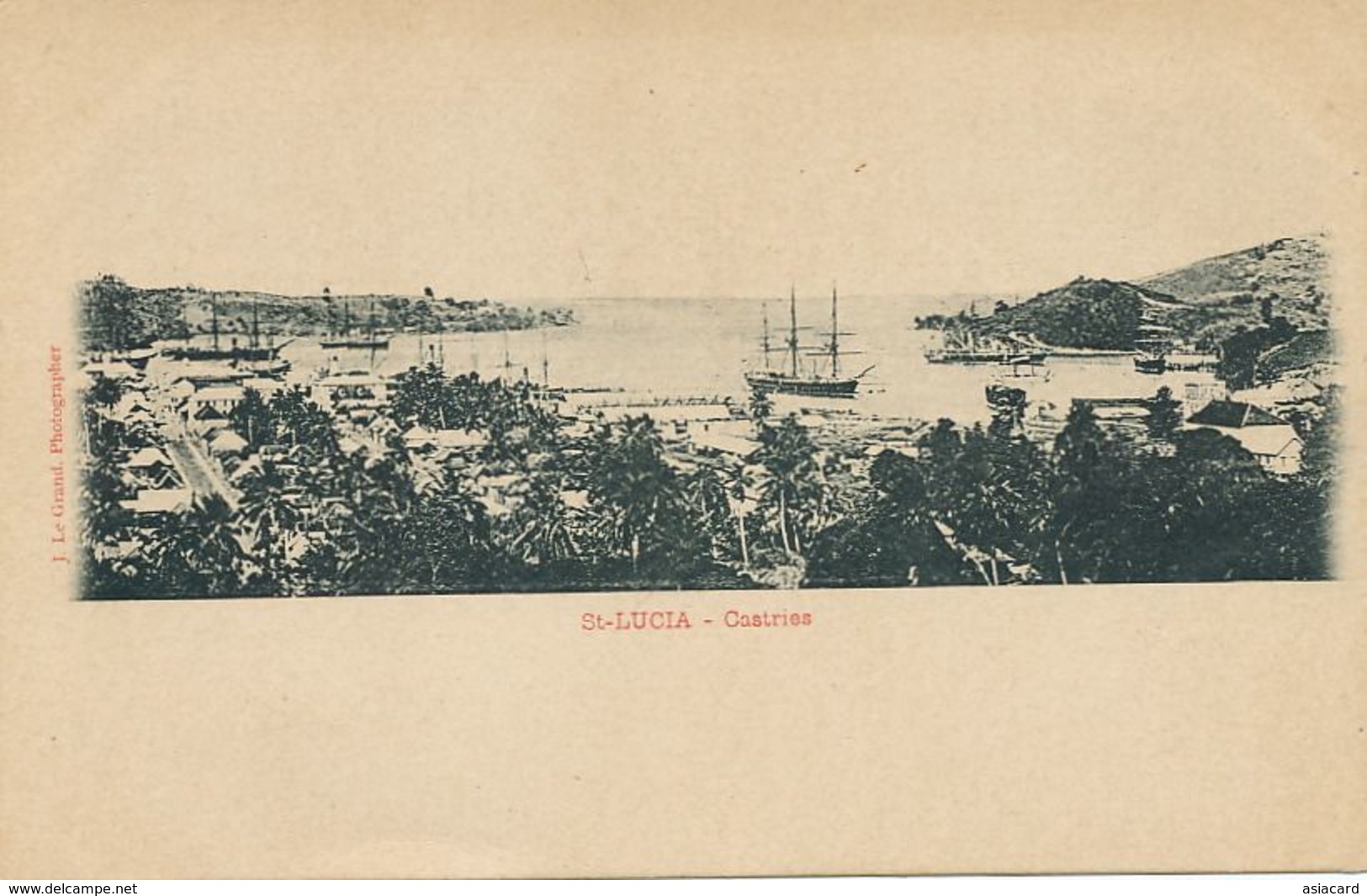 St Lucia . Castries  Pionneer Card Undivided Back.  Edit J. Le Grand . Voilier 3 Mats . Sailing Ship - Santa Lucía