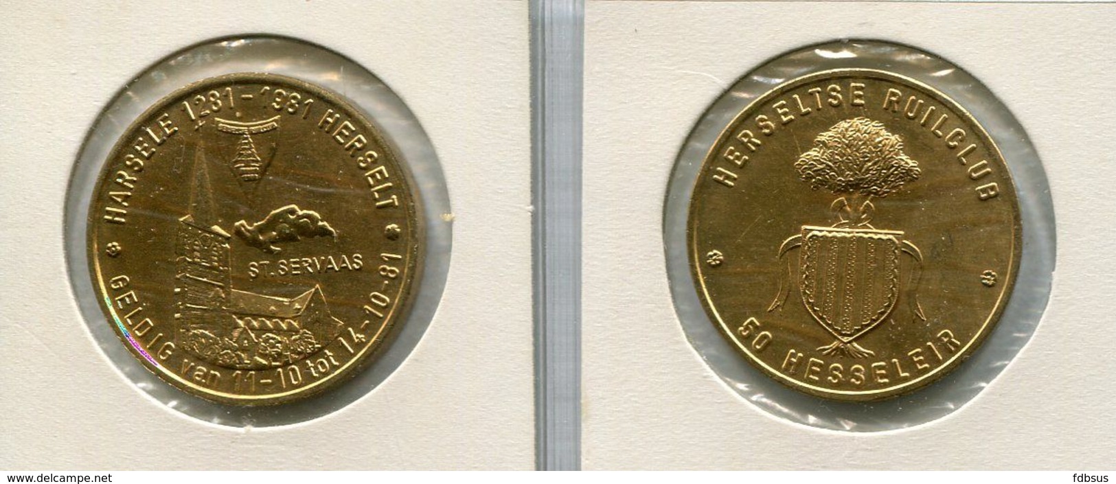 1981Herselt - 50Hesseleir - Token - Penning - Méraux De Communes - Nr 95  Geel Koper - Tokens Of Communes