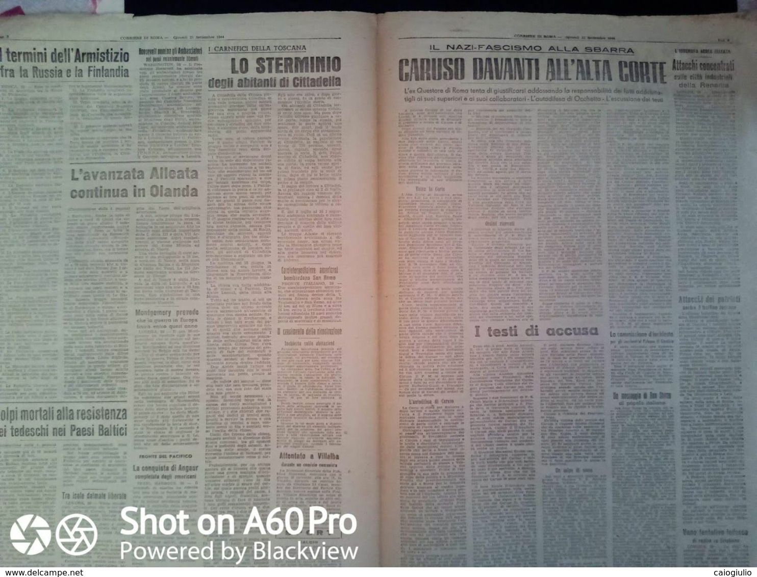 FASCISMO - CORRIERE DI ROMA N° 108 -  21 SETTEMBRE 1944 - AVANZATA ALLEATA IN OLANDA - Guerre 1939-45