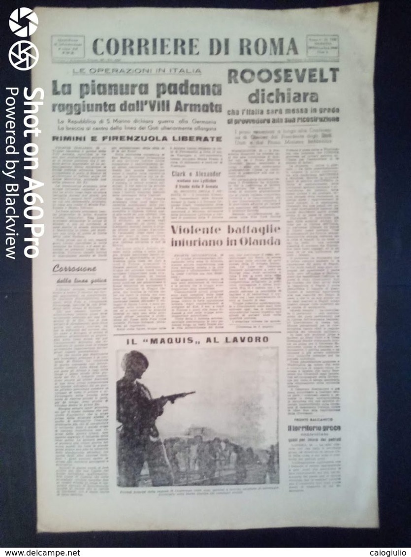 FASCISMO - CORRIERE DI ROMA N° 110 -  23 SETTEMBRE 1944 - PIANURA PADANA RAGGIUNTA DALL' VIIIa ARMATA - Guerre 1939-45