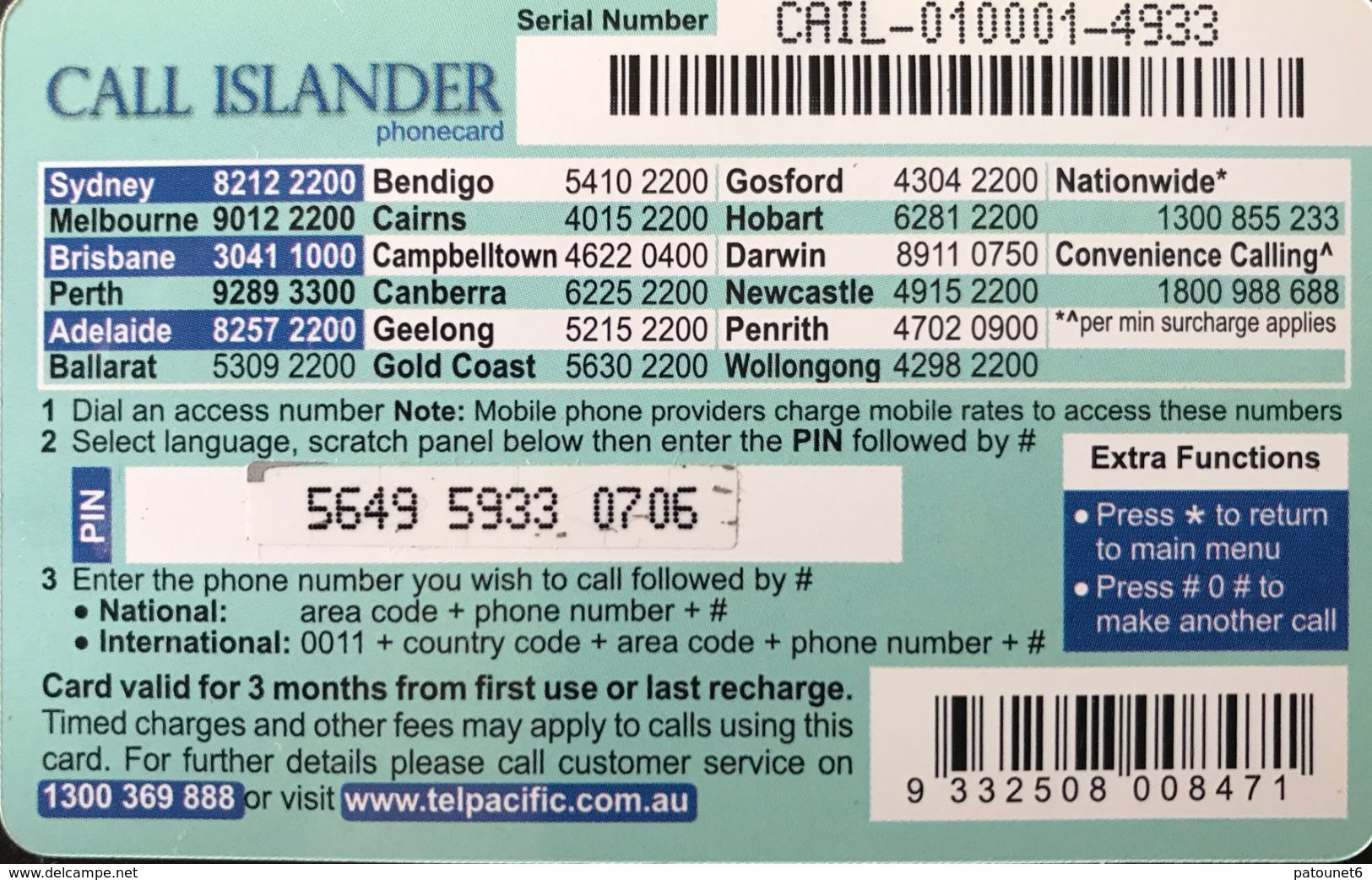 AUSTRALIE  -  Prepaid  -  CALL ISLANDER  -  $ 10 - Australia