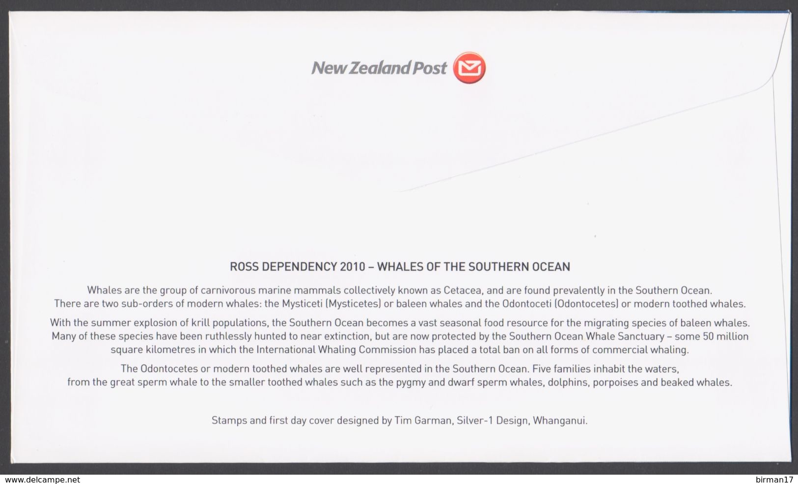 ROSS DEPENDENCY 2010 FDC Whales Of The Southern Ocean Minisheet - FDC