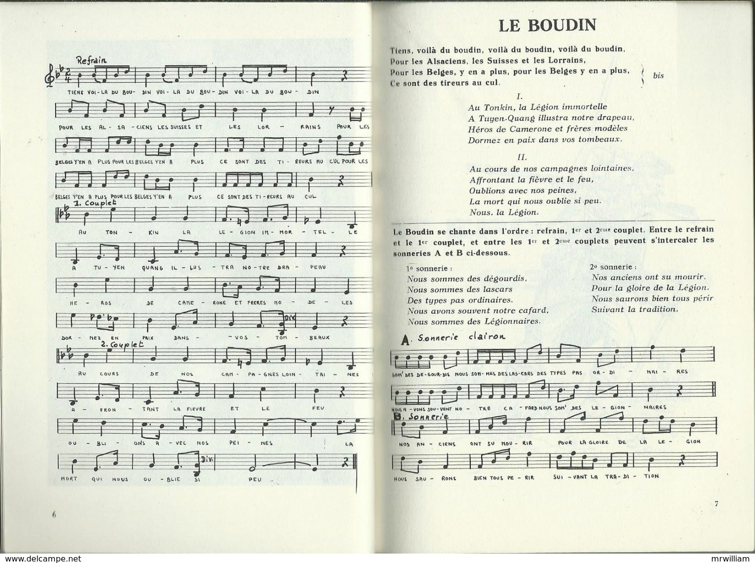 Livret: Marches Et Chants De La Légion Etrangère (1959) - French