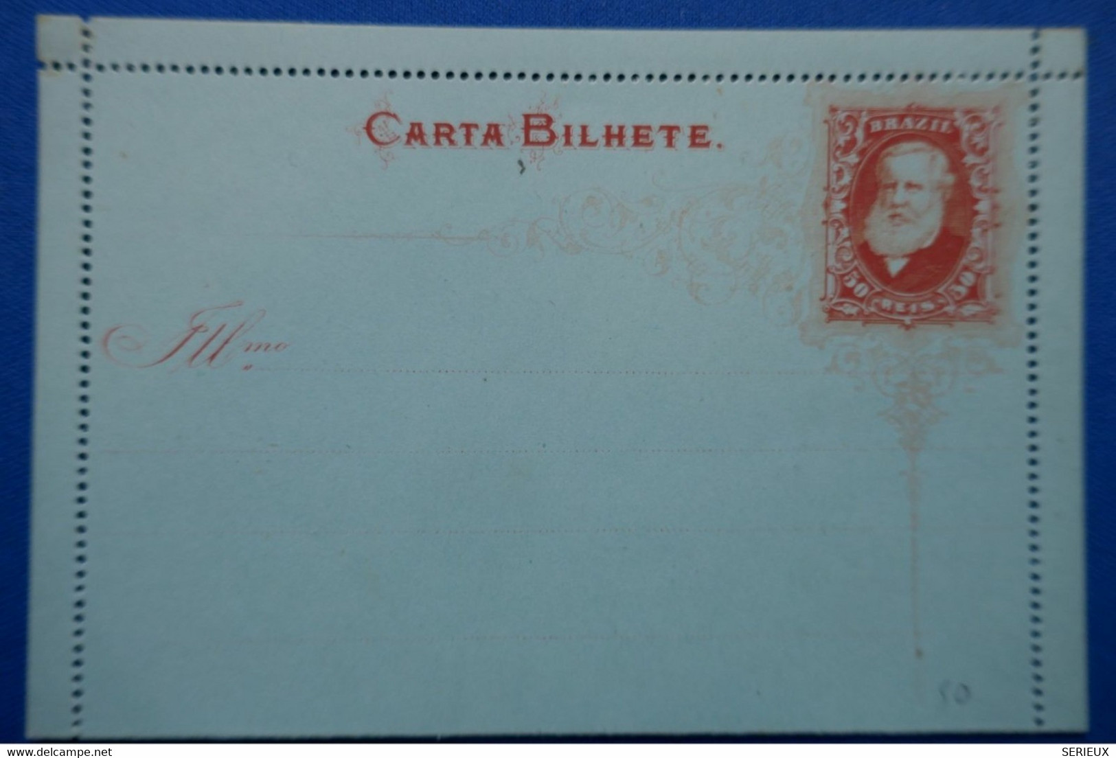 56 BRESIL 1890 Brazil Belle Carte  DOUBLE Lettre Illustrée CARTA BILHETE . NON VOYAGEE - Storia Postale