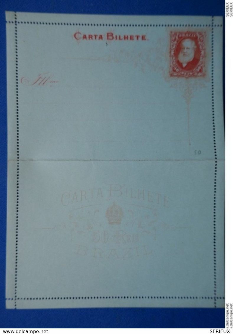 56 BRESIL 1890 Brazil Belle Carte  DOUBLE Lettre Illustrée CARTA BILHETE . NON VOYAGEE - Lettres & Documents