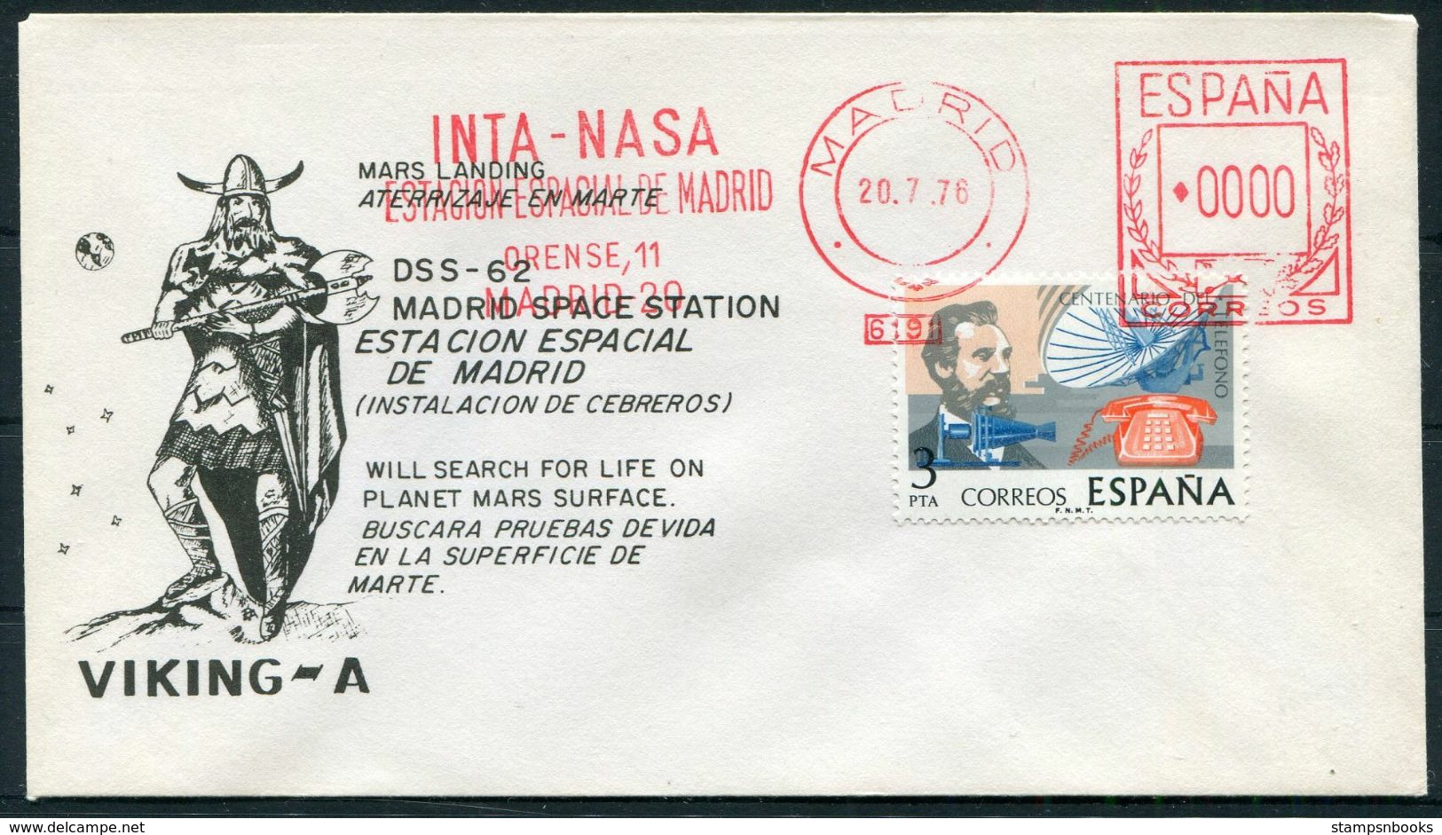 1976 Spain Madrid NASA Space VIKING A Mars Rocket Cover - Briefe U. Dokumente