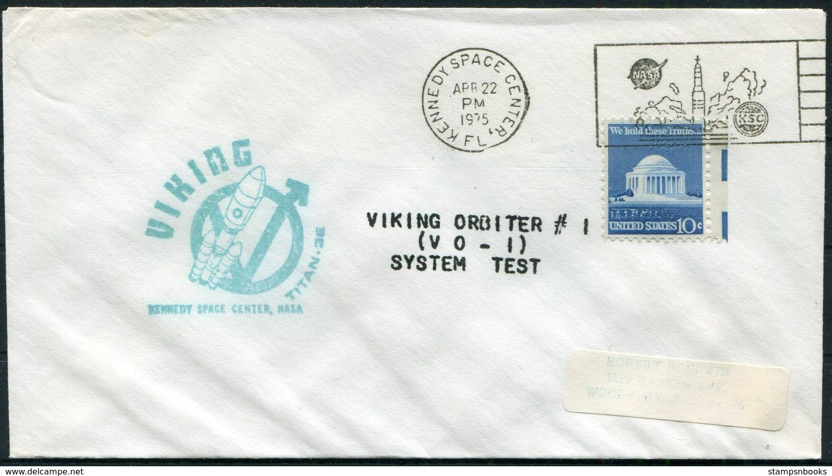 1975 USA Kennedy Space Centre VIKING Orbiter Space Rocket Cover. - Amérique Du Nord
