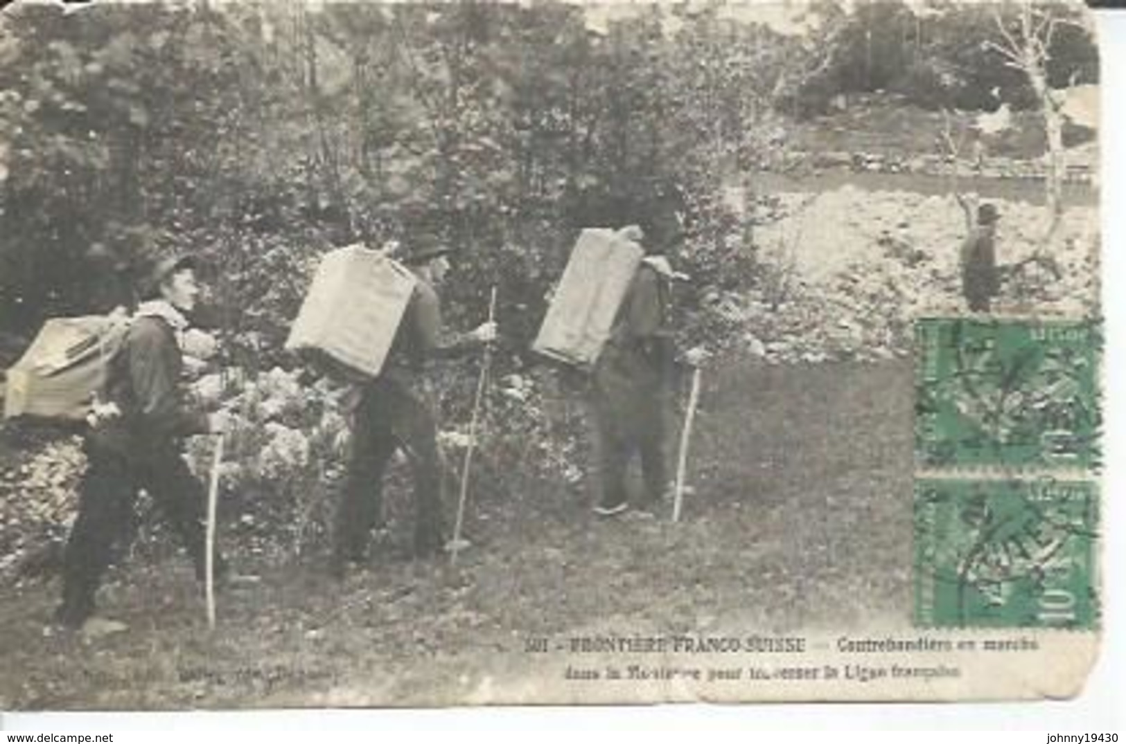 501 FRONTIERE FRANCO-SUISSE - CONTREBANDIERS EN MARCHE DANS LA MONTAGNE POUR TRAVERSER LA LIGNE FRANCAISE ( Animées ) - Other & Unclassified