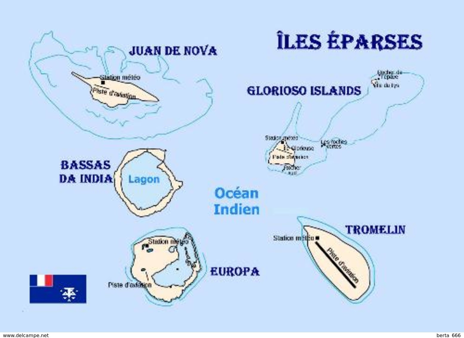 Scattered Islands Map Iles Eparses New Postcard Landkarte AK - TAAF : French Southern And Antarctic Lands