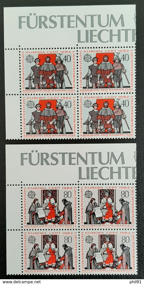 LIECHTENSTEIN   Europa 1982   Blocs De 4    N° Y&T  732 Et 733  ** - Neufs