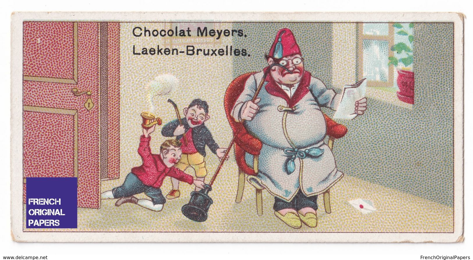 Petite Chromo Chocolat Meyers Courtois Laeken Bruxelles Concierge Pipe Lettre Encre Encrier Blague Louis Hecht A38-55 - Other & Unclassified