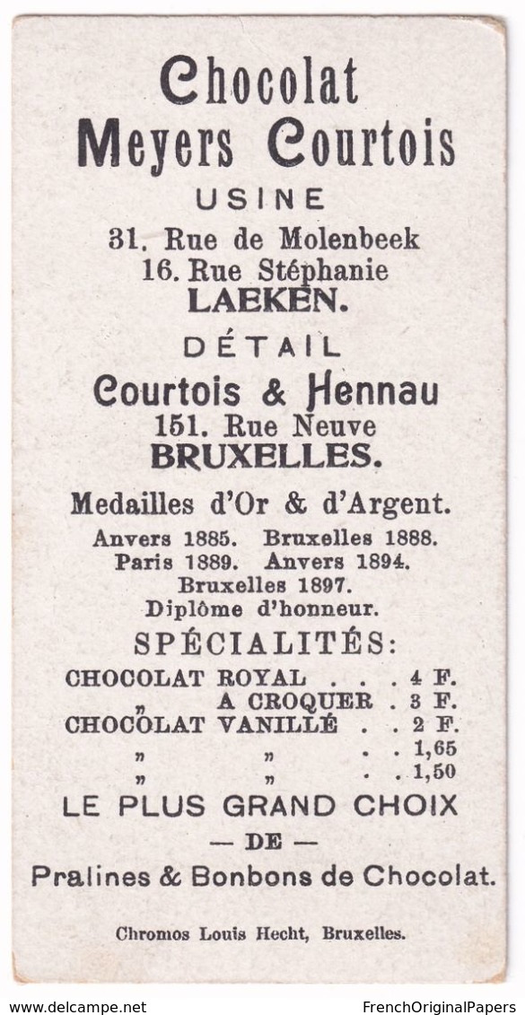 Petite Chromo Chocolat Meyers Courtois Laeken Bruxelles Concierge Pipe Lettre Encre Encrier Blague Louis Hecht A38-55 - Other & Unclassified