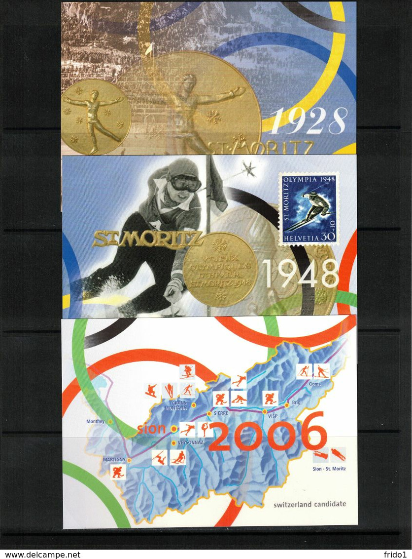 Switzerland / Schweiz 1998 Olympic Games Nagano 3 Different Postal Stationery Postcards Postfrisch / MNH - Invierno 1998: Nagano