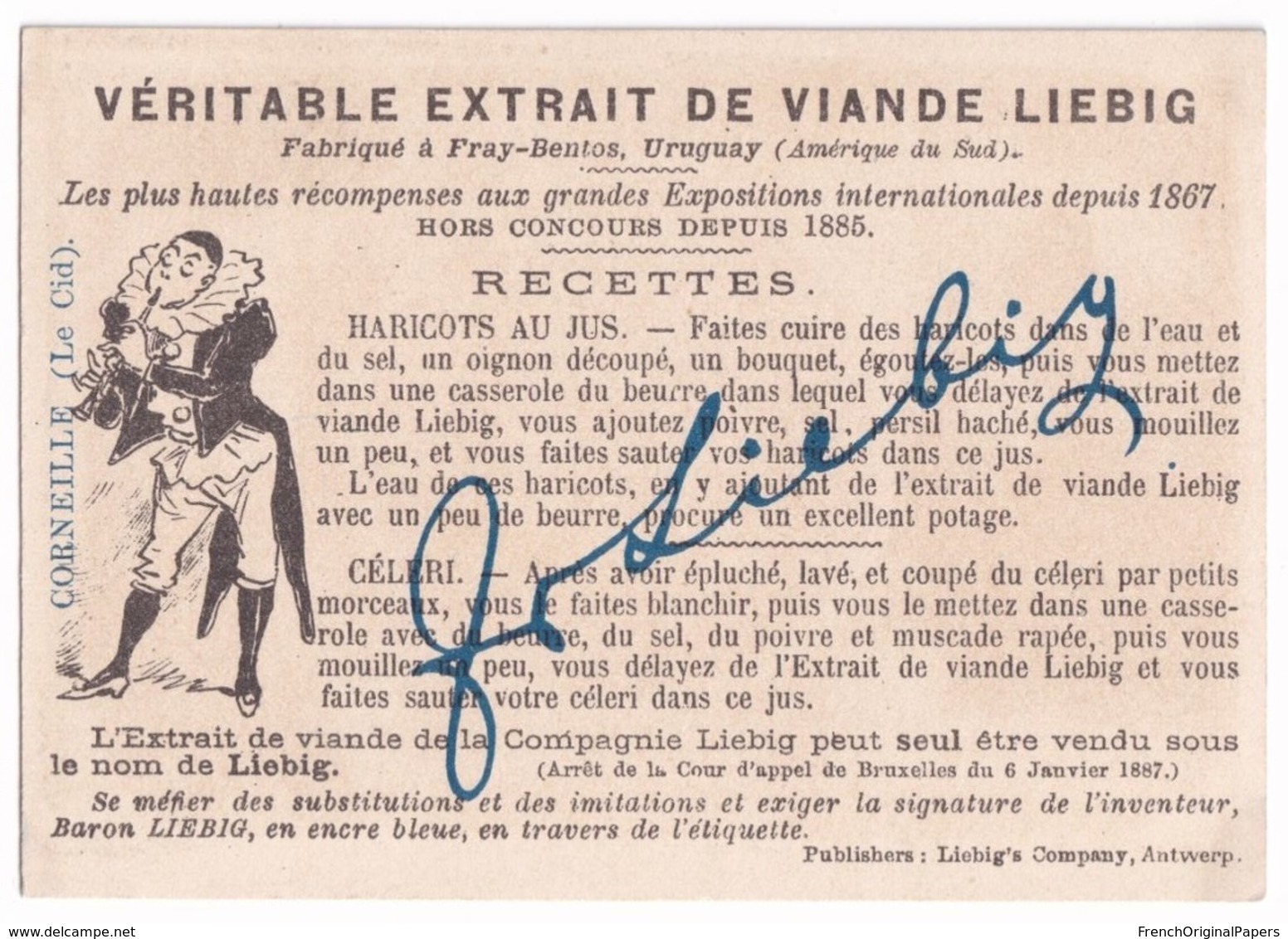 Jolie Chromo Devinette Liebig Monogramme Poète Tragique Corneille Le Cid Art Poésie écriture Calligraphie Théâtre A38-61 - Liebig