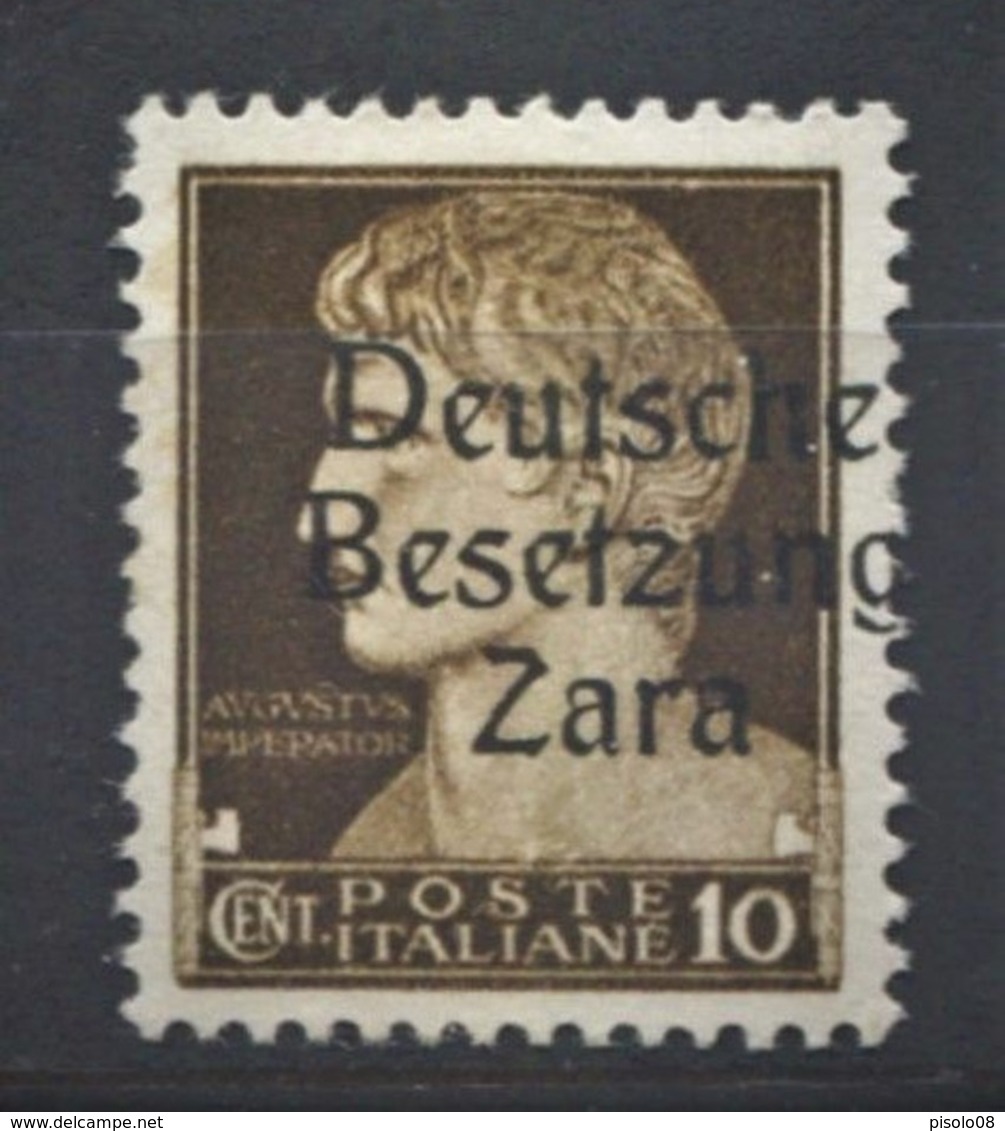 OCCUPAZIONE TEDESCA ZARA 1943 10 CENTESIMI SOPRASTAMPA SPOSTATA A DESTRA ** MNH - Occ. Allemande: Zara