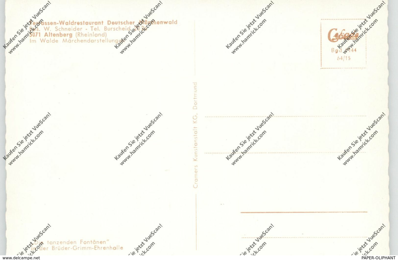 5068 ODENTHAL - ALTENBERG, Märchenwald Altenberg, Gaststätte - Bergisch Gladbach