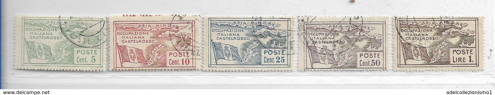 19421) ITALIA-EGEO-CASTELROSSO-Occupazione Italiana - Gennaio 1923- 5 VALORI USATI - Castelrosso